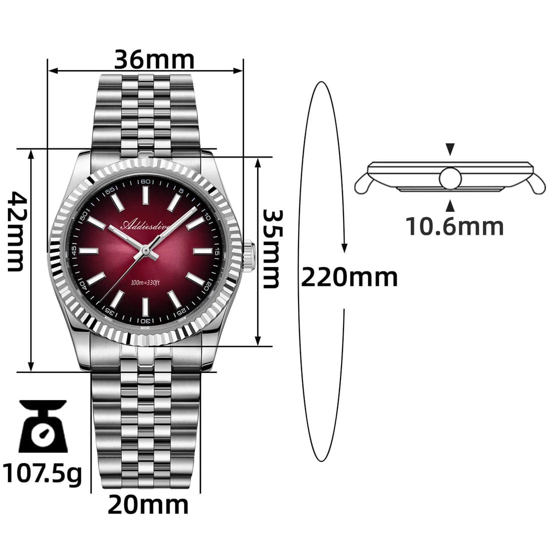 Ženski sat Addiesdive AD2073 - Red