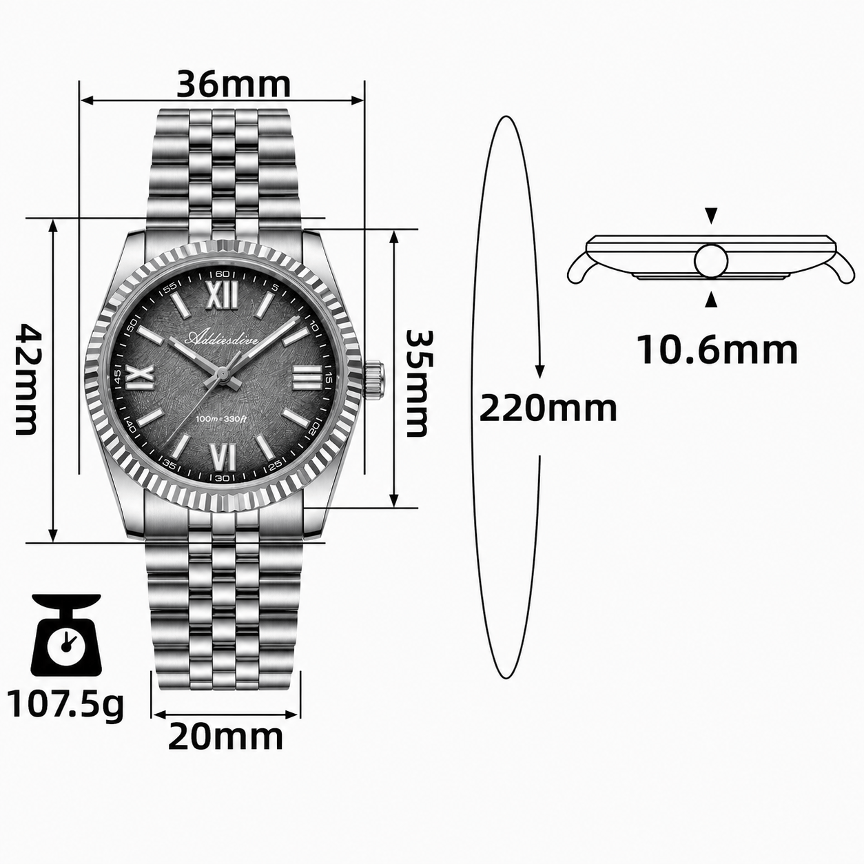 Ženski sat Addiesdive AD2512 - Gray