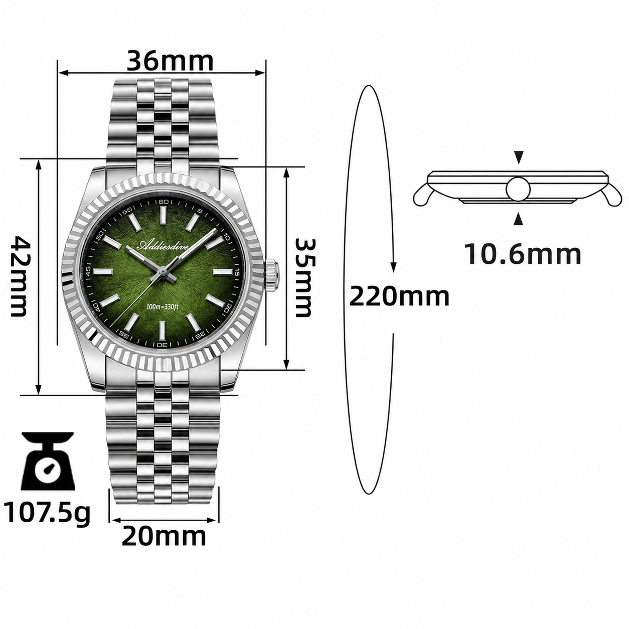 Ženski sat Addiesdive AD2512 - Green